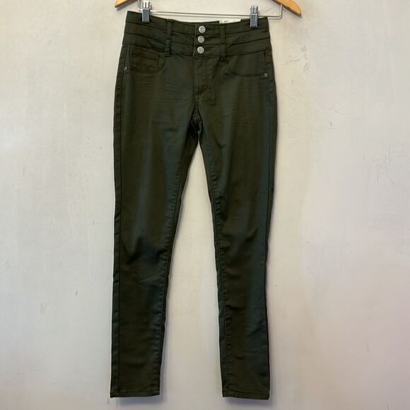 Mudd olive high rise adjustable waist triple stack jeggings Size 14 New - Picture 2 of 11